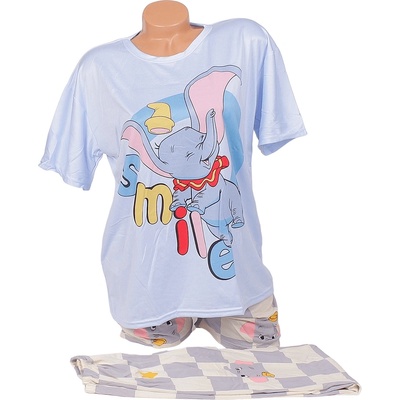 Дамски комплект пижама със слонче и надпис - 3 части