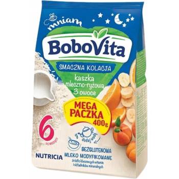 Bobovita Mliečno-ryžová kaša 3 plody pomaranč banán marhuľa 230 g