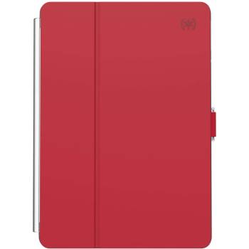 Speck Balance Folio Case - текстилен калъф и поставка за iPad 8 (2020), iPad 7 (2019) (червен-прозрачен)