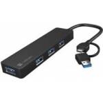 Impakt Usb-c 3.0 natec mayfly 4-ports black + usb-a adapter