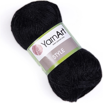 YarnArt Pletací / háčkovací příze STYLE 651 černá, jednobarevná, viskózová, 50g/185m