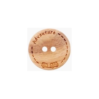 UNION KNOPF Drevený gombík PRYM s vyrezaným vzorom Adventure Priemer: 23 mm