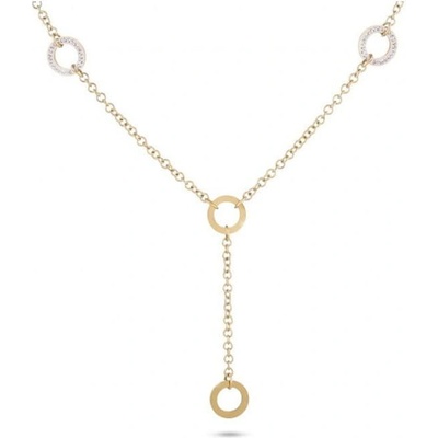 Biju Řetízek z chirurgické oceli, pozlacený 14k, kruhy ozdobené zirkony ve tvaru písmene ypsilon 3001589