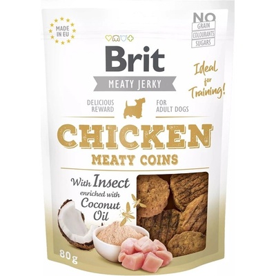 Brit maškrty Jerky Chicken with Insect Meaty Coins 80 g
