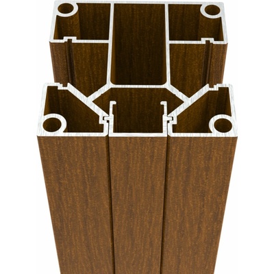 Set hliníkový plotový stĺpik 70 × 70 mm – 6,0 m – drevo dekor ZLATÝ DUB W03 – pre výplne 20 mm široké