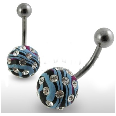 Marre piercing do pupíku fimo s krystalky PBFDBLY603