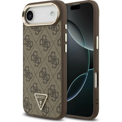GUESS PU Leather 4G Strass Triangle Logo Gold Frame MagSafe Задна Корица за iPhone Air Brown Guess | Kafyav | МЪЖЕ | UNI