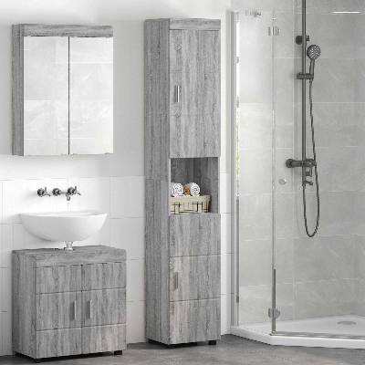 vidaXL Комплект шкафове за баня TULUM Сив Сонома 37 x 31, 5 x 203 см (880357)