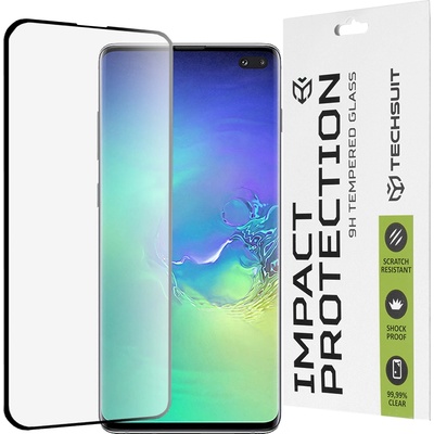 Techsuit Протектор за Samsung Galaxy S10 Plus - 111D Full Cover / Full Glue Glass / 3D Curved Screen - Черен