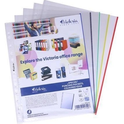 Victoria A4 50 mikronů s barevným pruhem mix 25 ks