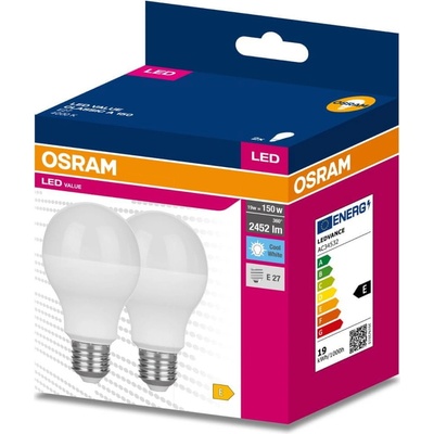 Osram 2x LED žárovka E27 A60 19W = 150W 2452lm 4000K Neutrální bílá