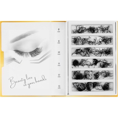 Luxury Lashes 8D Riasy Premium sypané v hotovom vejáriku 1 000 Ks Zakrivenie umelých rias: D, Dĺžka umelých rias: Mix dĺžok 8-13 mm, Hrúbka rias: 005