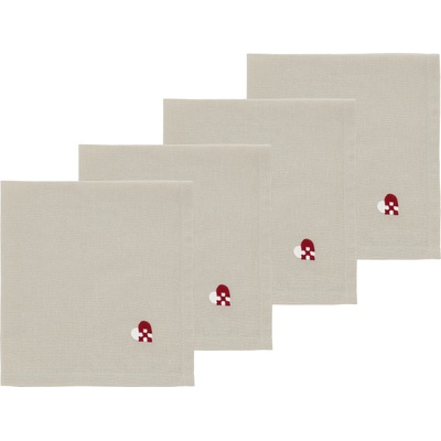 Södahl Текстилни салфетки Christmas Hearts Embroidery бежов и червен цвят 4 бр (30740)