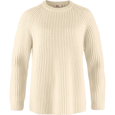 Fjällräven Дамски вълнен пуловер Fjällräven Women's Övik Rib Sweater Wool jumper - Chalk White - размер XL (105-5445-0116)