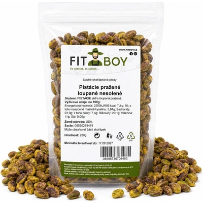 FITBOY Pistácie pražené loupané nesolené 250 g