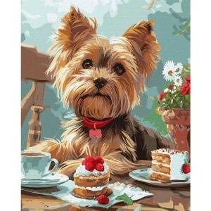 Ideyka Painting by numbers 40x50 cm KHO6629 Afternoon tea with a Yorkie AP0114