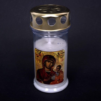 Image 1 of Свещ за помен или гроб с икона в прозрачен цилиндър