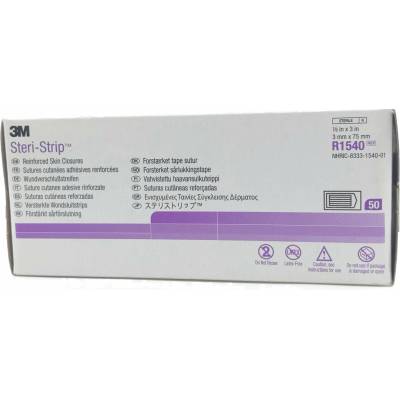 3M Steri-Strip zpevněné náplasťové stehy 0,3 cm x 7,5 cm 50 ks
