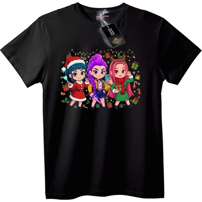 NOONEBRAND Тениска Коледни Приятели Chibi - 4XL, Black