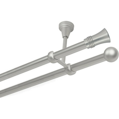 OK-GarnýžeCZ Garnýž kovová dvouřadá 19mm Capri satina 310 cm do stropu / na tunýlek - bez kroužků