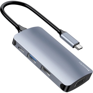 YESIDO Докинг станция 7в1 - Yesido HB16 - Type-C → USB3.0, 2× USB2.0, TF/SD, VGA, USB-C, 5Gbps, PD100W - Сива