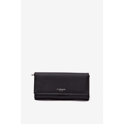 Flora&Co černá 2 v 1 peněženka s popruhem černá FLORA & CO 5905677862461