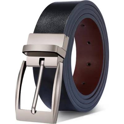 DELIS Мъжки двустранен колан C-57, естествена кожа, Black-Maro (C-57)