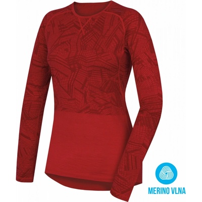 Husky merino 100 Long Sleeve dámské triko dlouhý rukáv merino vlna červená