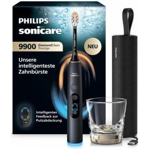 Philips Sonicare Next-Generation DiamondClean 9900 Prestige Electric Toothbrush - intelligent feedback on brushing coverage, smart pressure control, 24 settings, Quartz Black, HX9813/92