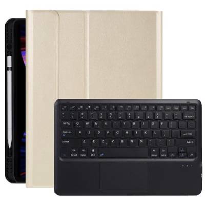 Калъф с клавиатура, тъчпад и място за Apple Pencil за iPad Pro 12, 9" (2018-2022) - златно (70984)