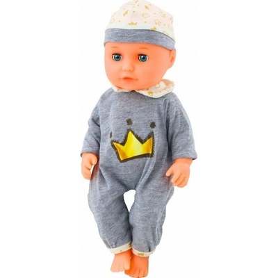 LeanToys v šedém pyžamu zvuky dudlíku z lahvičky a čůrání