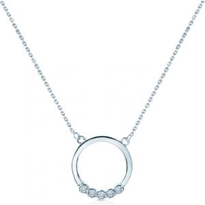 SAVICKI Кръгло колие от бяло злато 585, бели диаманти, 0.04К, 42 см