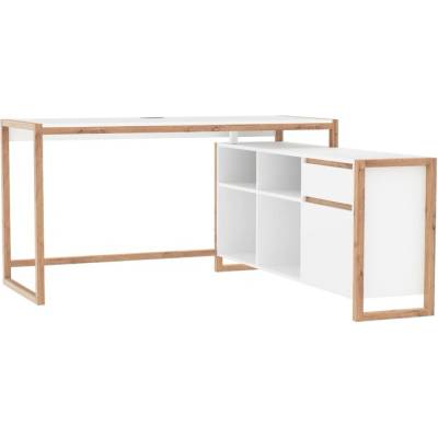 Sconto Rohový PC stôl FREDDIE 37A biela/dub artisan