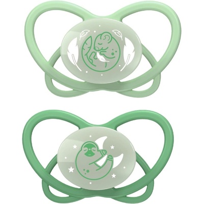 NIP Силиконови залъгалки NIP - My Butterfly Night Green, 5-18 м, 2 броя, зелени (4000821426245)