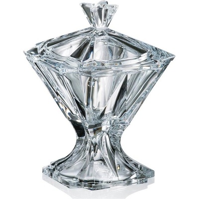 Crystalite Bohemia Sklenená dóza na nohe Metropolitan 26 cm