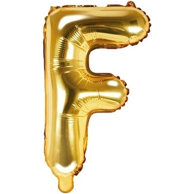 PartyDeco Fóliový balónek písmeno F zlatý 35 cm