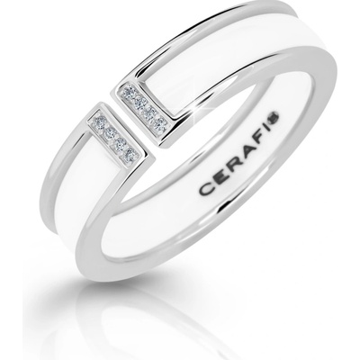 Cerafi Keramický prsteň so zirkónmi Magnete Bianco 906