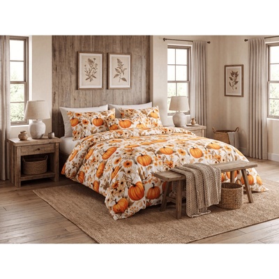 Textilomanie Obliečky z mikrovlákna FLOWERS AND PUMPKINS oranžové 70x90 140x200