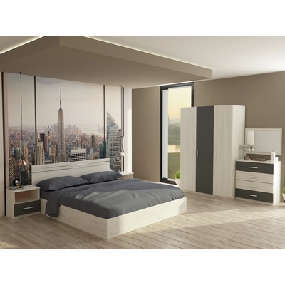 DST Спален комплект за матрак 164/190 Marina-dst, бял дъб и антрацид