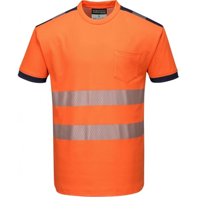Portwest HI-VIS PW3 T181 Funkčné reflexné tričko HV oranžová/námorná modrá L