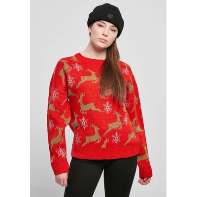 Urban Classics Дамски коледен пуловер в червен цвят Ladies Christmas SweaterUB-TB4559-01900 - Червен, размер S