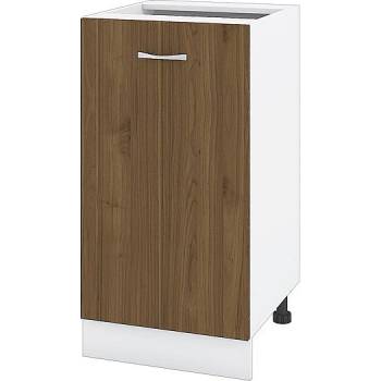 ИРИМ Долен шкаф с една врата и рафт Сити БО-28 бяло гладко / орех адмирал 45 см