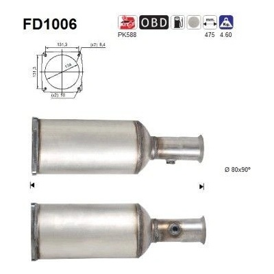 Filtr sazových částic, výfukový systém AS FD1006