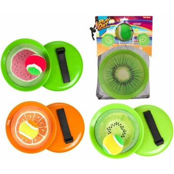 Lambáda Catch ball hra s míčkem na suchý zip ovoce 18cm 3 druhy v látkovém sáčku