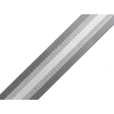 Hladký oboustranný popruh s lurexem šíře 38 mm, střední, 1 šedá světlá stříbrná