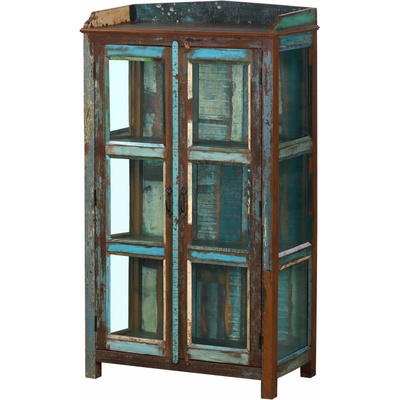 Sanu Babu Prosklená skříňka z recyklovaného dřeva, 90x45x160cm