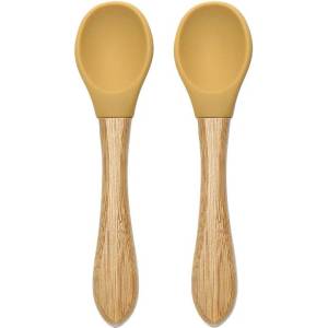 Lorelli Силиконови лъжички с бамбук Lorelli - Natural, 2 броя, Yellow (10230680001) - baby
