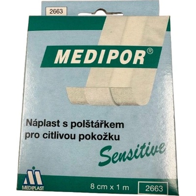 MEDIPOR náplasť s vankúšikom pre citlivú pokožku 8 cm x 1 m