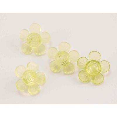 Gombík so spodným prišitím - priesvitný zelený kvietok - priemer 1,5 cm
