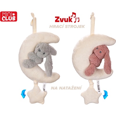 mesiačik so zajačikom s naťahovacím hracím strojčekom 35 cm